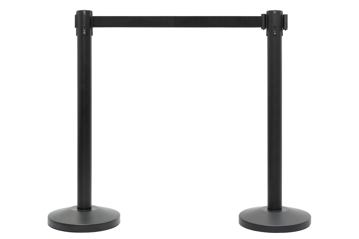 Set Absperrpfosten mit Gurtband | Schwarz - Schwarz | Rote Teppiche